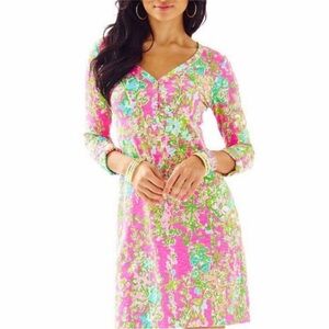 New Lilly Pulitzer Palmetto Dress Pink Southern Charm Pima Cotton Size S